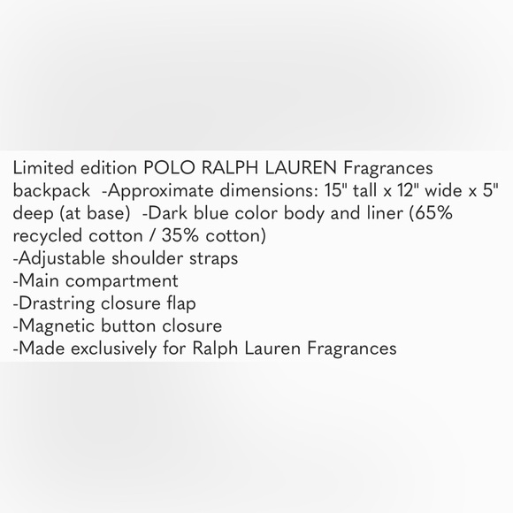👕 Polo Ralph Lauren Backpack and Fragrance Set - Picture 3 of 3